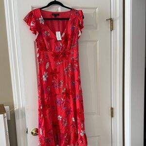 Banana Republic Red Dress with Floral Design NWT sz 6